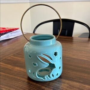 Ceramic Lantern with Handle - Blue
